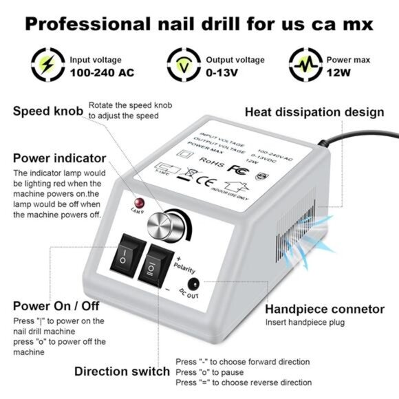 Professional Electric Nail Drill Machine Nails File Electric Nail Drill Kit - Picture 2 of 7